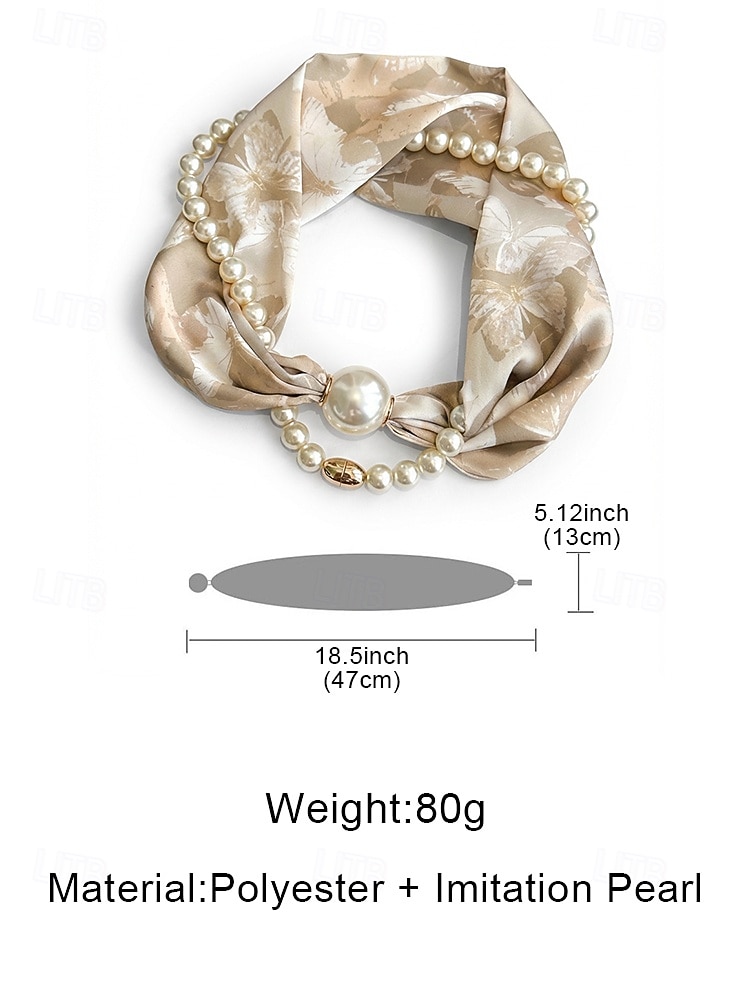 2026年 レディースポリエステル＆フェイクパールマグネットスカーフネックレス、ファッショナブルなマルチカラーデザイン、デイリーカジュアル、旅行＆バケーションウェア  コレクション – $11.99 –P9