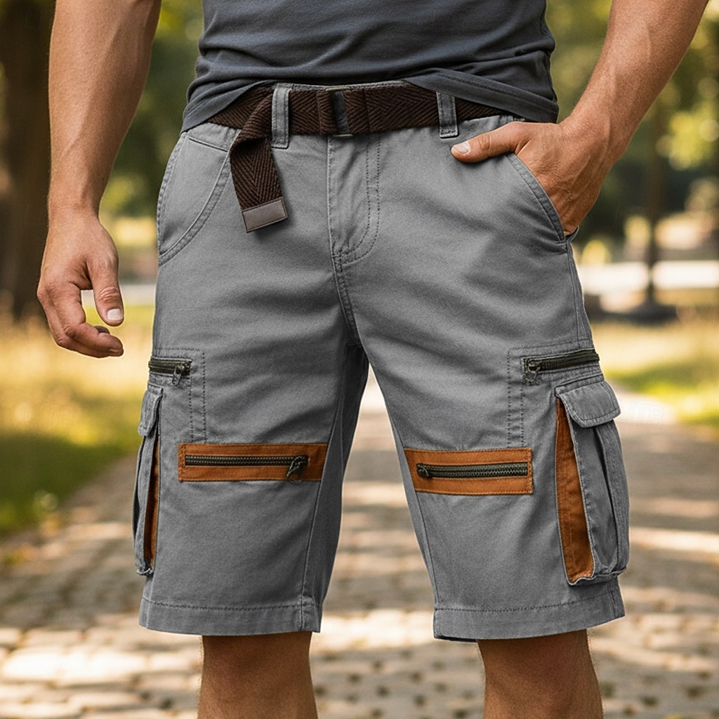 Pánské Náprsníkové kalhoty Šortky s kapsami Kraťasy Neformální šortky Kapsy Elastický pas Bez vzoru Jednobarevné Krátký Ležérní Venkovní Streetwear Módní Šik ven Černá Khaki Neelastické 2026 - $31.99 –P8