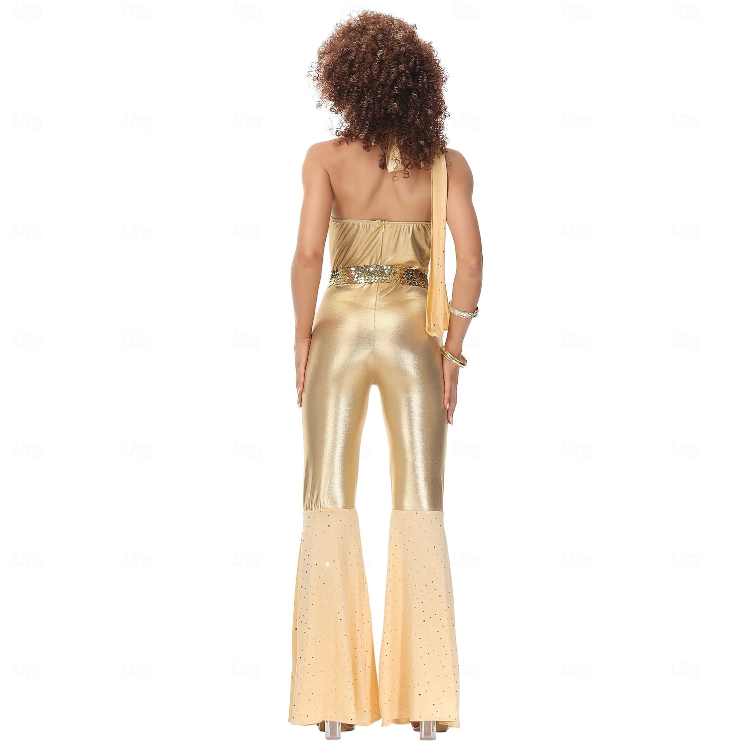 Retro Vintage 1970s Waist Belt Jumpsuit Sleeveless Hippie Disco Fancy Dress Women's Halloween Carnival Music Festival Retro Theme Party Adults' Belt Jumpsuit Summer 2026 - $52.99 –P6