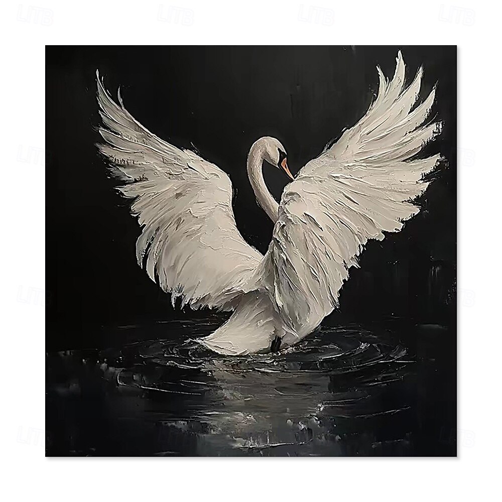 Handmade Oil Painting Canvas Wall Art Decoration Modern Retro Animals White Swan for Home Decor Rolled Frameless Unstretched Painting/Stretched Frame Hanging Painting 2026 - $55.99 –P5