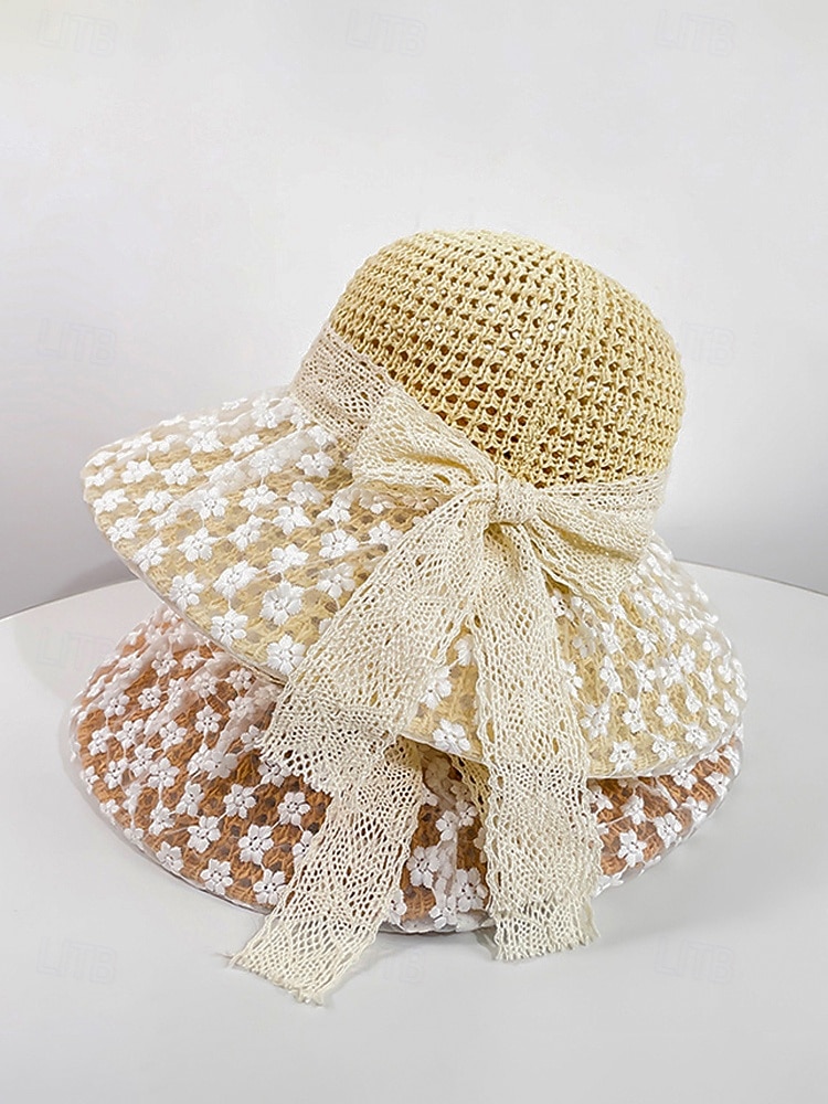 Women's Boho Woven Sun Hat with Bow, Lightweight Wide Brim Summer Beach Cap for Casual Wear, Travel, Vacation, Resort and Outdoor Leisure Styling 2026 - $11.99 –P7