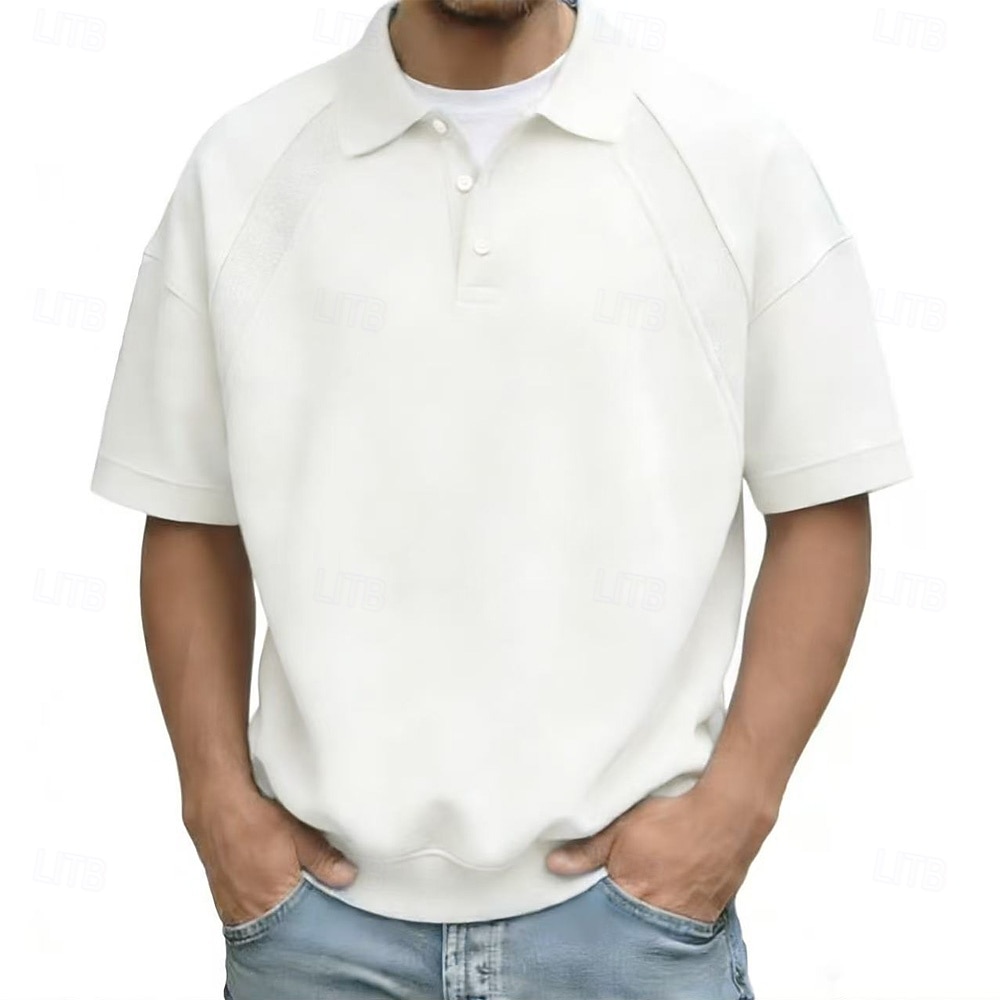 Homens Camisas Polo Casual O negócio Aberto para a Lateral Manga Curta Moda Básico Tecido Botões Verão Primavera Azul Branco Azul Marinha Marron Verde Cinzento Camisas Polo de 2026 por $14.49 –P3