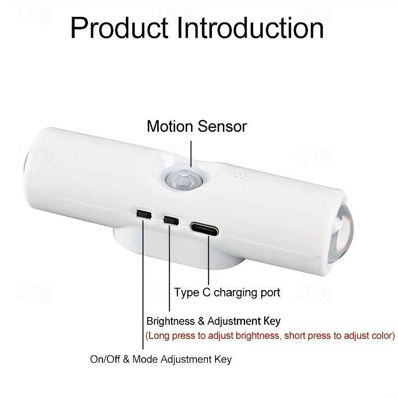 4 Pcs Magnetic Smart Motion Sensor USB Rechargeable Night Lights, Tri-Color Dimmable with Stepless Brightness, 3 Lighting Modes, LED Lamps for Indoor Use, Staircase, Bathroom, Hallway 2026 - $26.99 –P6