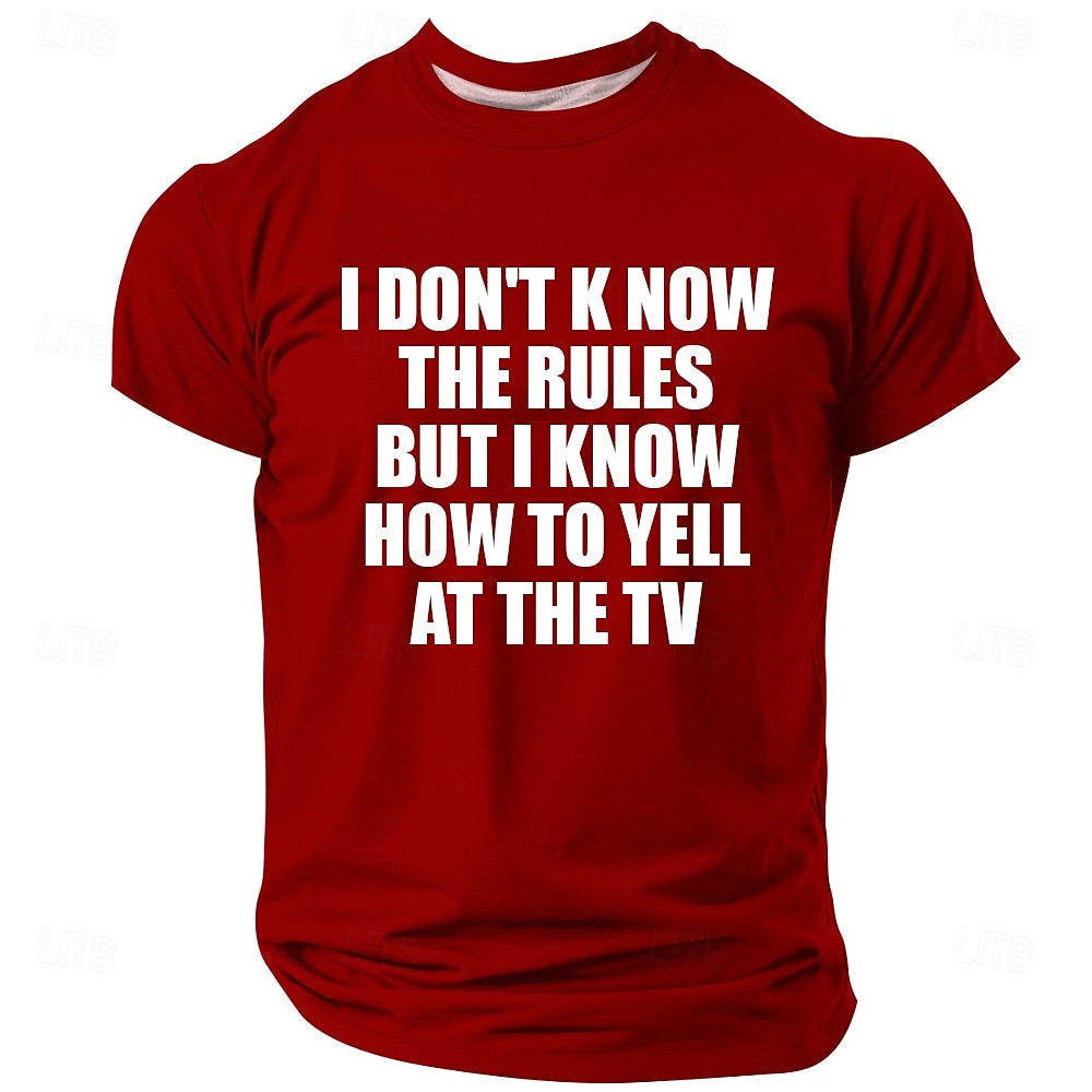 Men's I Don't Know The Rules But I Know How To Yell At The TV 2026 World Soccer Cup Fan Funny Black T Shirt Graphic Crew Neck Game Day Football Tournament Designer Clothing Apparel S M L XL XXL XXXL 2026 - $22.99 –P4