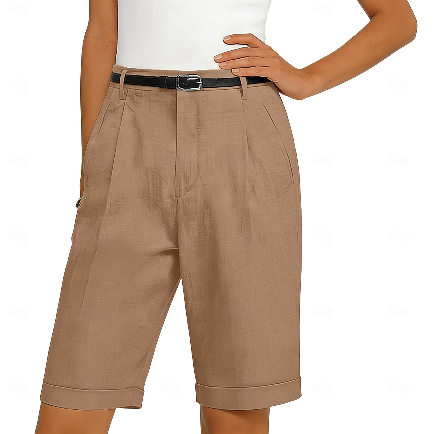 Per donna Shorts Shorts di Lino Shorts eleganti Pantaloncini Estivi Vacanza Moda Essenziale Lunghezza al ginocchio Vita media Semplice Tasca Elastico in vita Gamba Dritta Leggero Confortevole del 2026 a $22.99 –P2