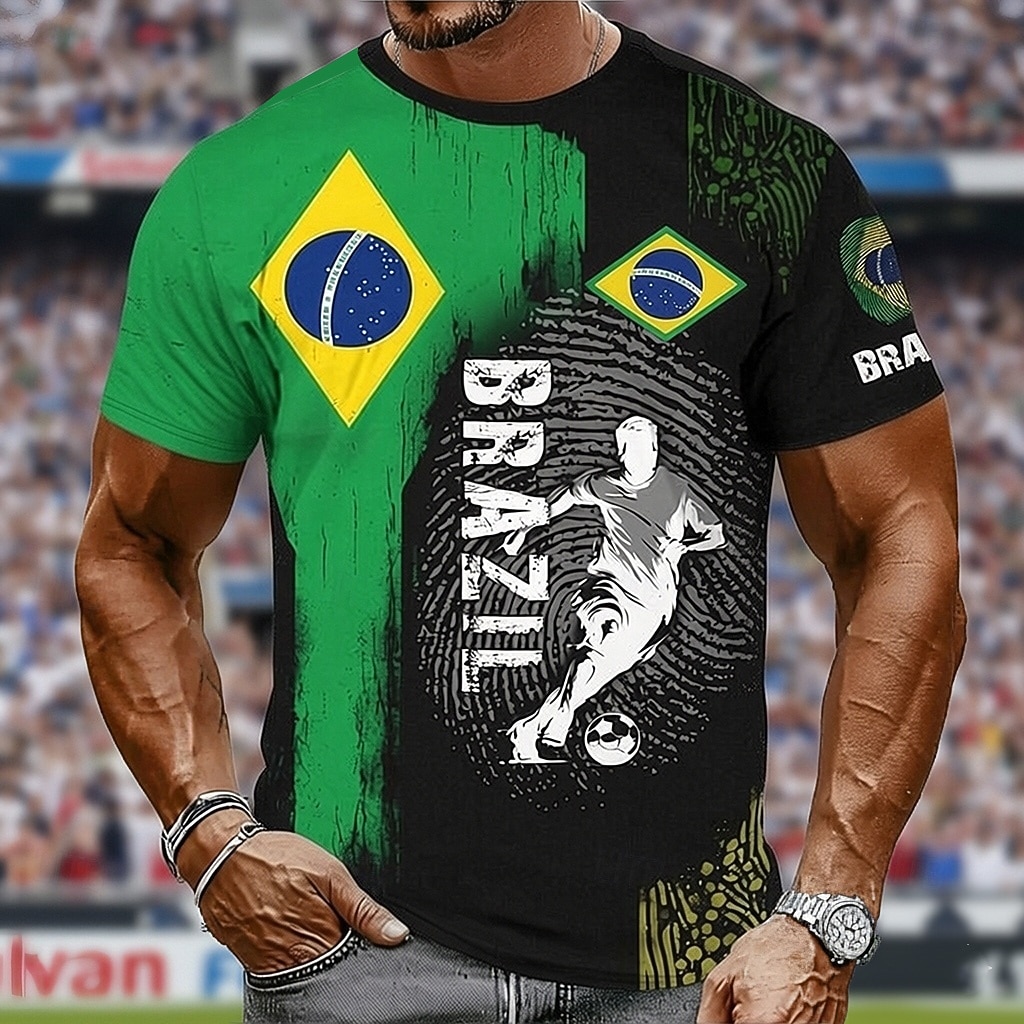 Copa de Futebol de 2026 Homens EUA Brasil Camiseta Manga Curta Camiseta Impressão 3D Gola Redonda Camisa Moda Núcleo do Cara Roupa Esportiva Diário Rua Preto Verde Verão Primavera Roupa S M L XL XXL de 2026 por $21.99 –P1