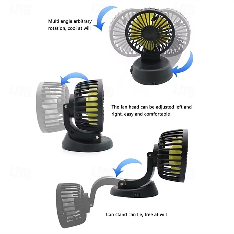 Autoventilator, 12V sigarettenaansteker- of USB-voeding voor in de auto, opvouwbare dashboardventilator met 360° rotatie, krachtige koelventilator met 5 bladen voor auto, vrachtwagen, SUV, camper, 2026 - $19.99 –P4