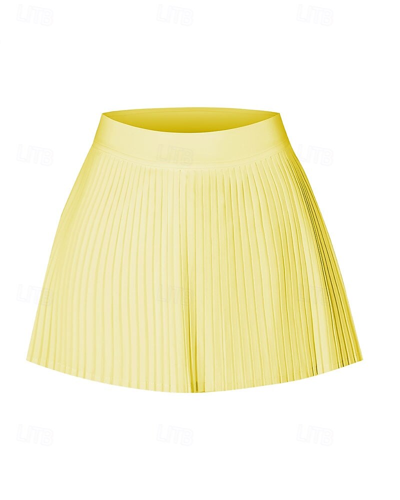 Women's Solid Colored Casual Skirt Tennis Shirt Tennis Skirts with Shorts Sport Skirt Sleeveless Pleated Pocket Quick Dry Elastic Sweat-Wicking Breathable Tennis Golf Pickleball Skirt White Yellow 2026 - $28.99 –P3