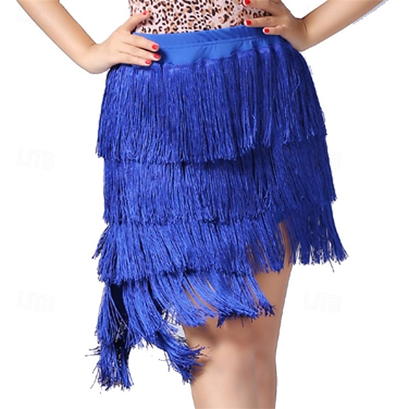 Královsky modrá asymetrická třásňová salsa sukně 2026 - $43.99 –P1