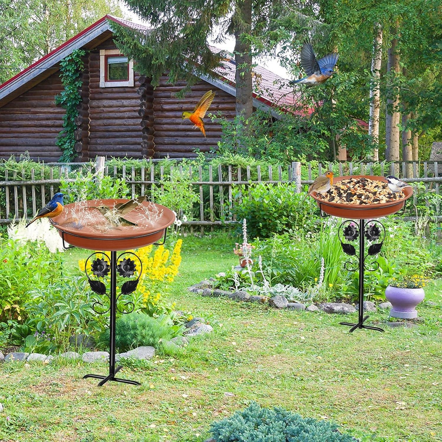 ανεξάρτητο μπολ birdbaths υπαίθριο, ελεύθερη στάση κήπου μπολ τροφοδοσίας πουλιών με μεταλλικό πάσσαλο, αποσπώμενος διακοσμητικός τροφοδότης σπα για γκαζόν αυλής κήπου αίθριο 2026 - $27.99 –P6