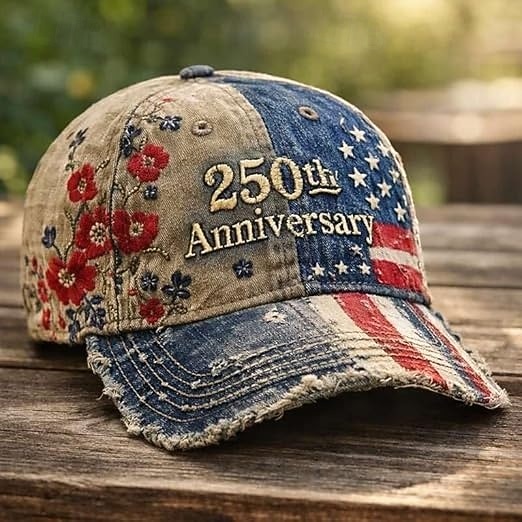 US Vintage 250th Anniversary Hat American Flag Patriotic Baseball Cap Floral Embroidery Distressed Denim Adjustable 4th of July Independence Day Gift for Men Women 2026 - $27.99 –P2