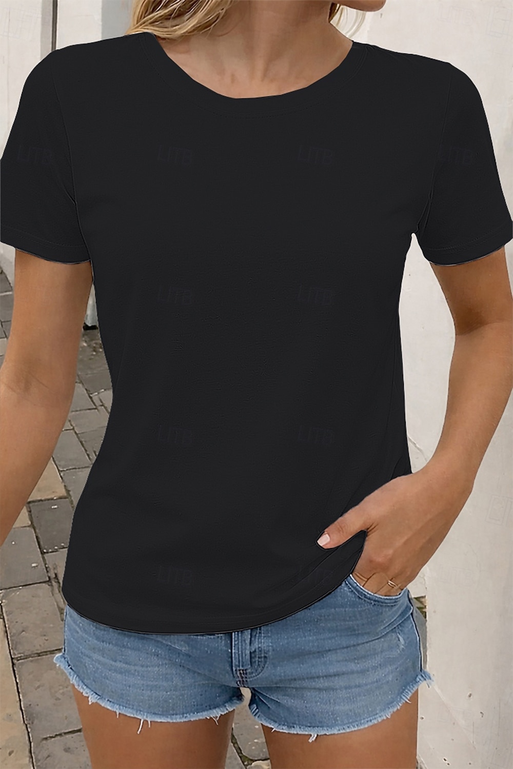 Pentru femei Mărime Plus Tricou Tricouri Culoare solidă Clasic Casual Manșon scurt Stil Nautic Topuri obișnuite Zilnic Ieșire Negru Alb Roz Îmbujorat Gri Închis Caisă Vară Primăvară 2026 - $19.99 –P4