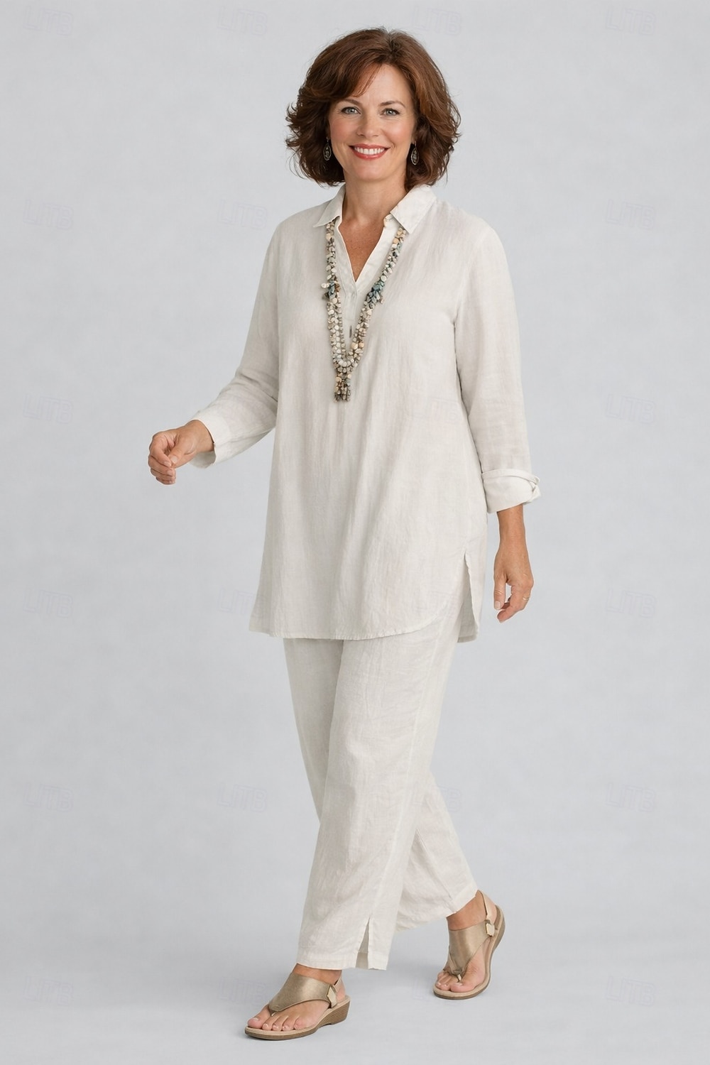 Pentru femei loungewear Seturi De Bază Casual Confortabili Culoare pură Cămașă Pantaloni Zilnic Casă Vacanță Manșon Lung Rever Kaki Negru Maro Albastru Închis Vară Primăvară 2026 - $36.99 –P4