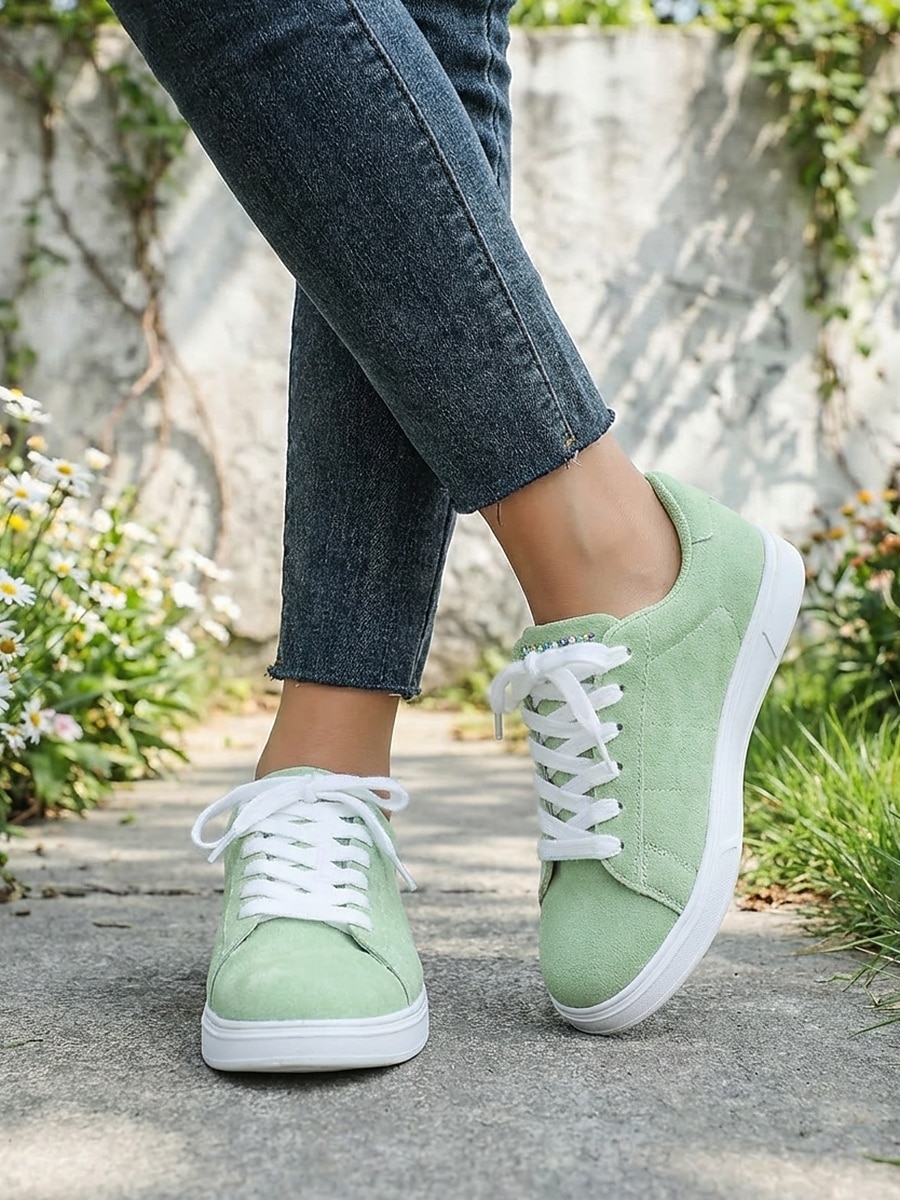 Grüne Damen-Sneaker – minimalistische Schnürschuhe für Damen, ideal für Reisen, Alltag und Shopping 2026 - $34.99 –P4