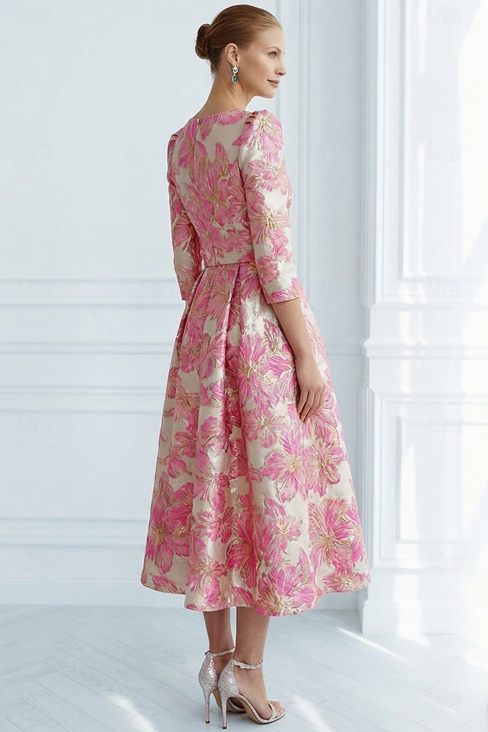 A-Linie Knöchellänge Cocktailkleider Partykleider Elegant Vintage Kurzarm V Ausschnitt Hochzeit Formell Jacquard mit Schleife(n) Tasche 2026 - $175.99 –P4