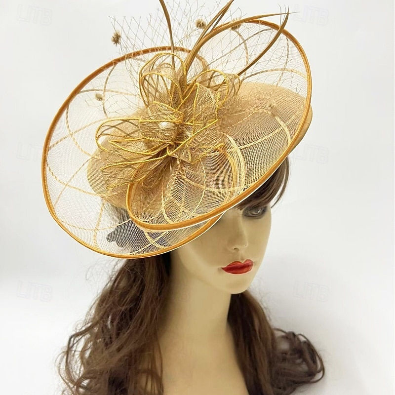 fascinators Sinamay Bryllup Bursdag Elegant Årgang søt stil Med Perledetaljer Tyll Hodeplagg Hodeplagg 2026 - $22.99 –P2