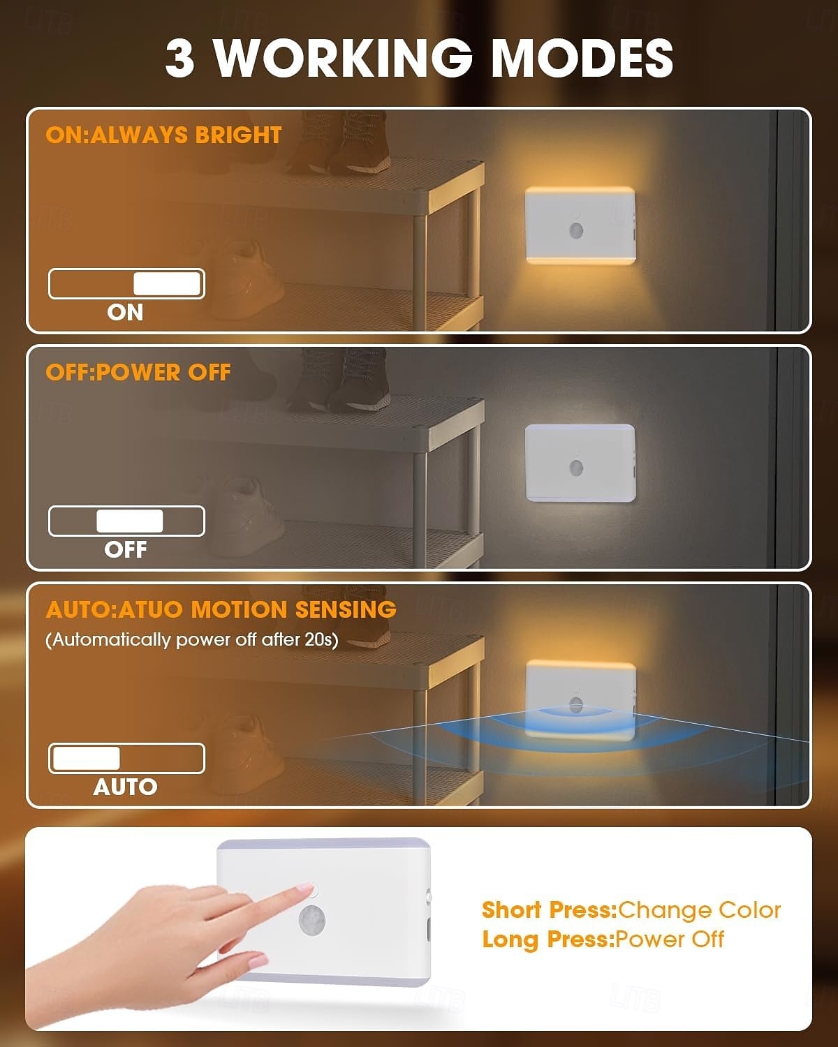2/4 Packs Stair Lights Indoor, RGB & Warm White Motion Sensor Night Light, Color Changing Motion Sensor Light Indoor, Rechargeable Night Light for Stair,Hallway, Bathroom, Cabinet, Closet, Kitchen 2026 - $17.99 –P8