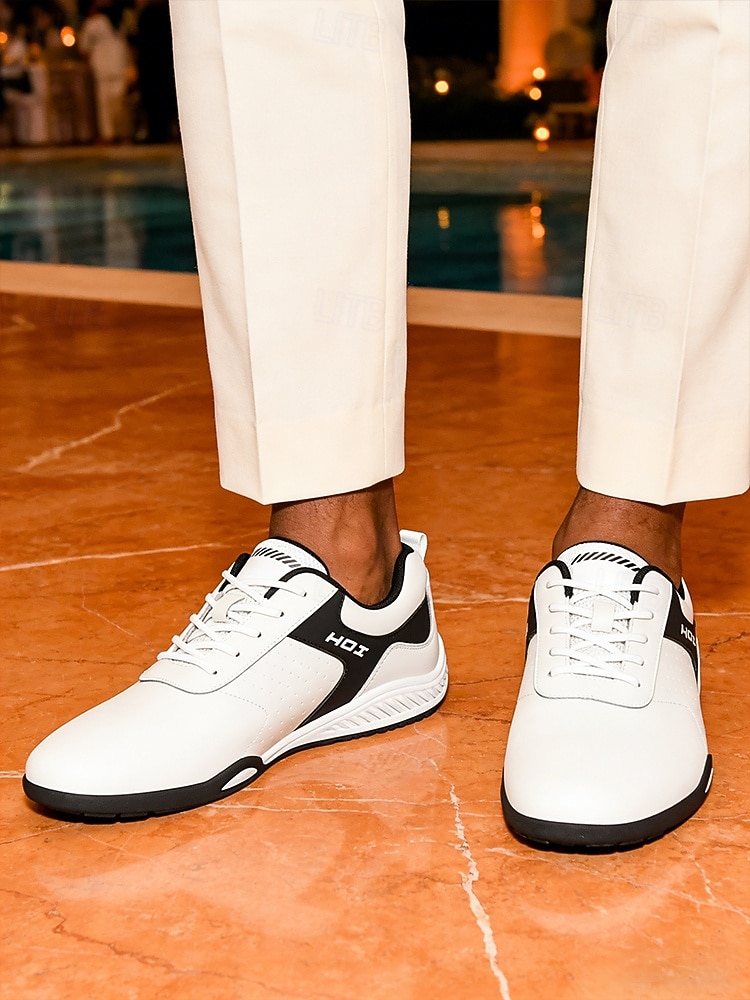 Ανδρικά λευκά και μαύρα αθλητικά παπούτσια με αντίθεση, ελαφριά, μοντέρνα casual παπούτσια με κορδόνια για βραδιές σε θέρετρα, παραθαλάσσιες αποδράσεις, πάρτι δίπλα στην πισίνα, ταξίδια διακοπών, smart casual βραδινά σύνολα 2026 - $59.99 –P2