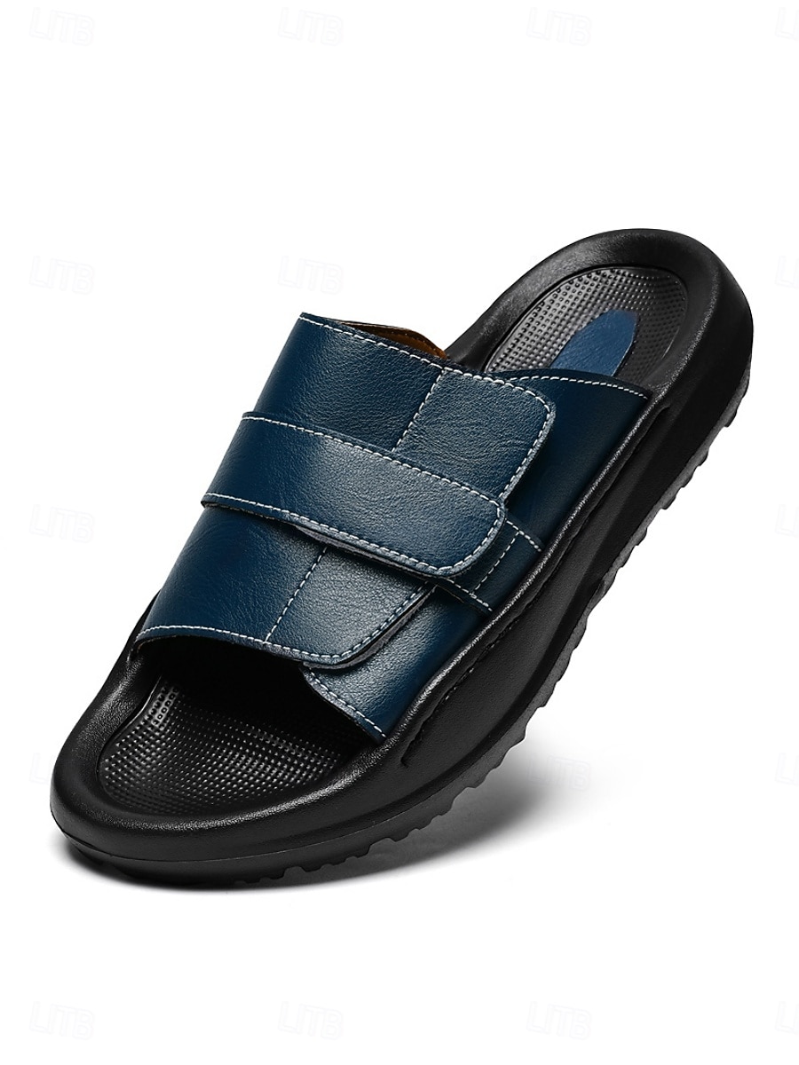 Men's Black Double Strap Slide Sandals Open-Toe Comfort Casual Slippers for Resort & Poolside, Beach Vacation, Travel, Seaside Relaxing, Summer Daily Wear and Outdoor Leisure 2026 - $42.99 –P5