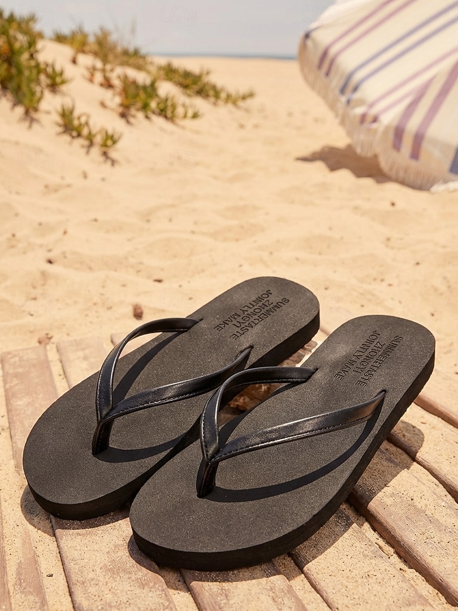 Women's Brown Flip Flop Sandals - Comfortable Faux Leather Thong Flats for Beach Vacations, Summer Travel & Casual Outdoor Holidays 2026 - $18.99 –P1