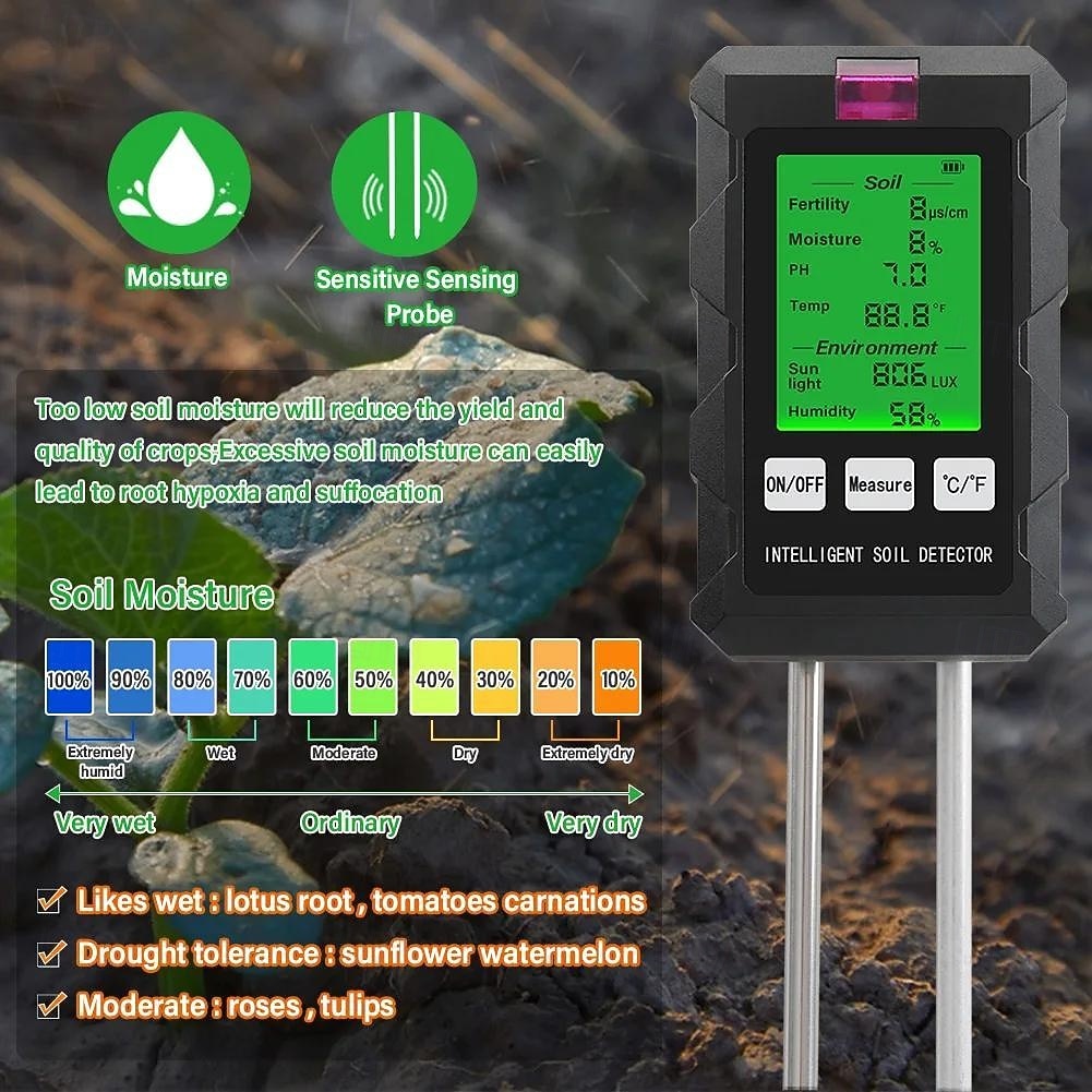 6-in-1 Digital Soil pH Meter for Garden Plants, Professional Soil Tester for Moisture, Fertility, Sunlight, Temperature & Humidity, Accurate Soil Test Kit for Indoor Outdoor Lawn, Farm, Plant Care 2026 - $35.99 –P4
