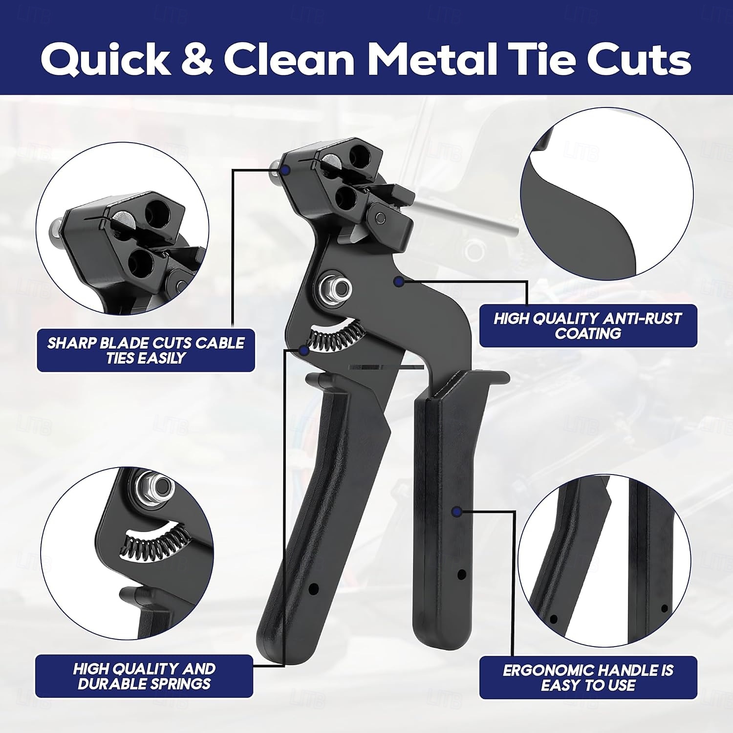 Пистолет для кабельных стяжек из нержавеющей стали со 100 металлическими стяжками длиной 11,8 дюймов, специальный инструмент для затягивания и обрезки стальных стяжек, детали для забора из 2026 - $42.99 –P4