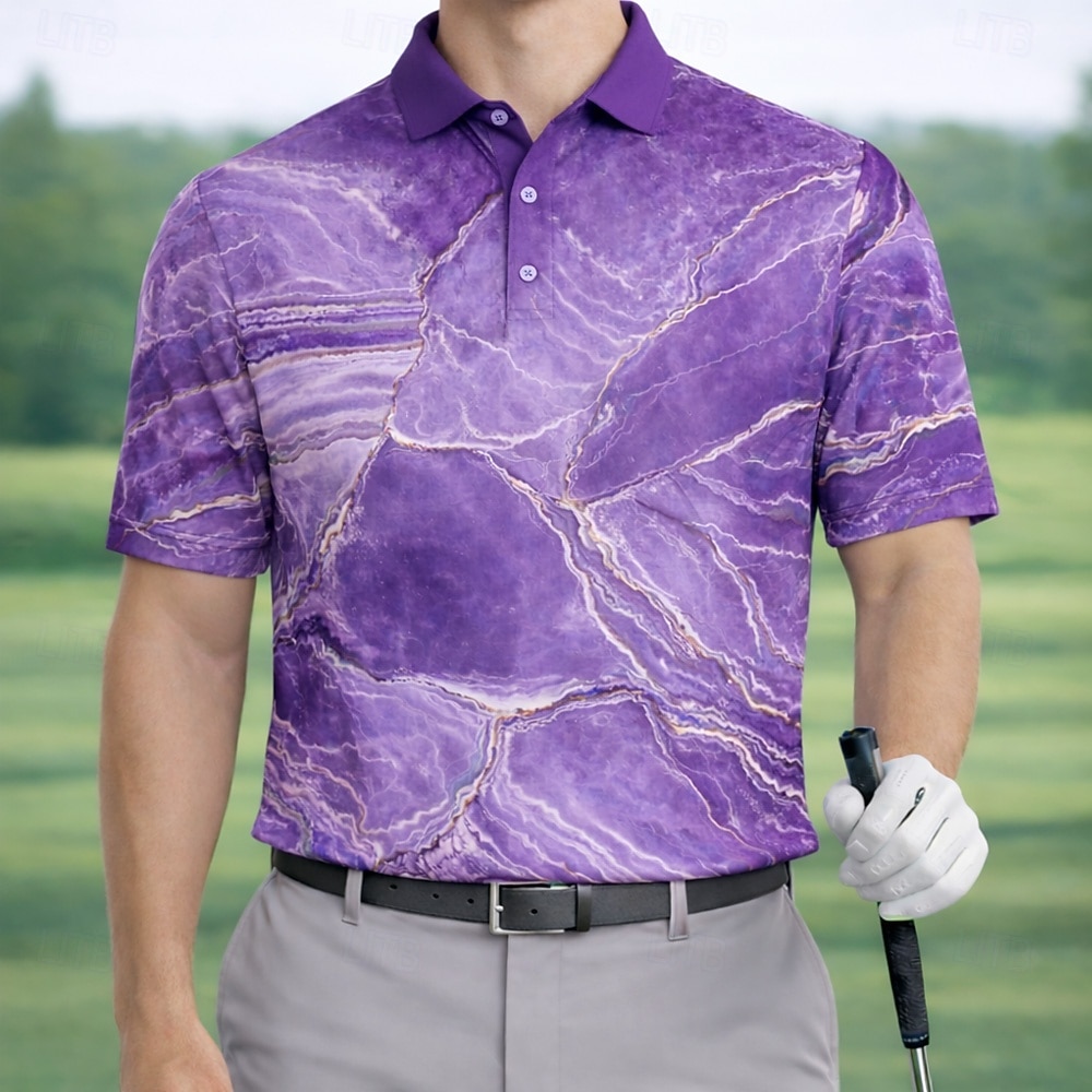 Men's Marble Golf Sports Polo Shirts Short Sleeve Polo Shirts Collared Shirts Casual Athleisure Buttons Spring & Summer Blue Red Purple 2026 - $22.99 –P3