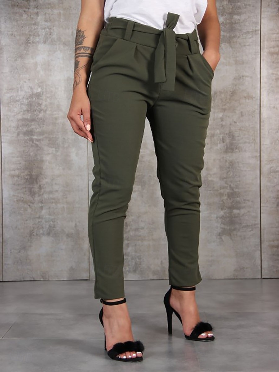 Damen Tapered Hose Chinos Urlaub Streetwear Lässig Knöchellang Mittlere Taillenlinie Einfach Kordelzug Tasche Elastischer Bund Bequem Atmungsaktiv Mikroelastisch Täglich Outdoor Streetwear Schwarz 2026 - $14.99 –P1