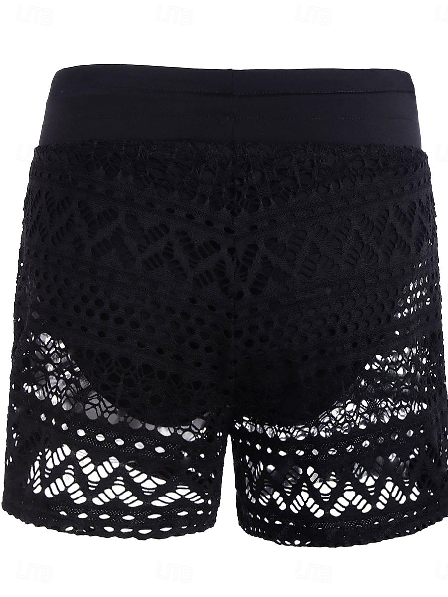 Per donna Costumi da bagno Calzoncini da mare Boxer elasticizzati Vita alta Costume da bagno ritaglio sexy Coulisse Pizzo Vacanza Abbigliamento da Spiaggia Tinta unica Senza Maniche Costumi da bagno del 2026 a $14.99 –P3