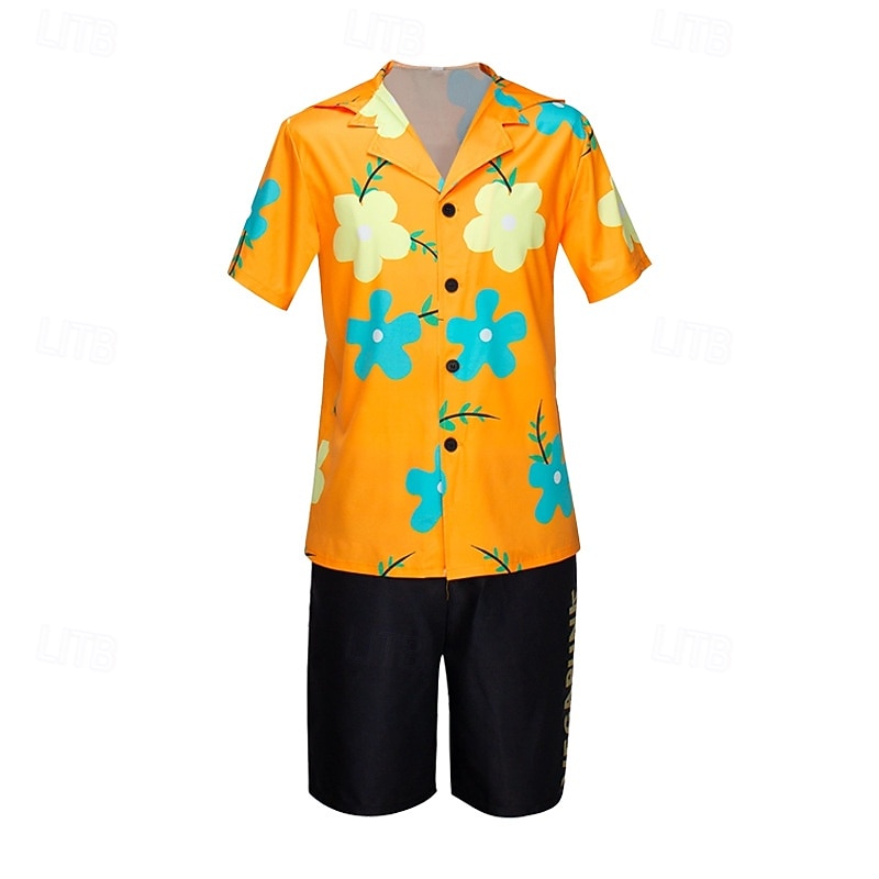 Ocean Adventurer Straw Hat Pirate Anime Outfits Masquerade T-shirt Cosplay Suits Casual Daily Vacation Costume For Men's Adults' 2026 - $49.99 –P3