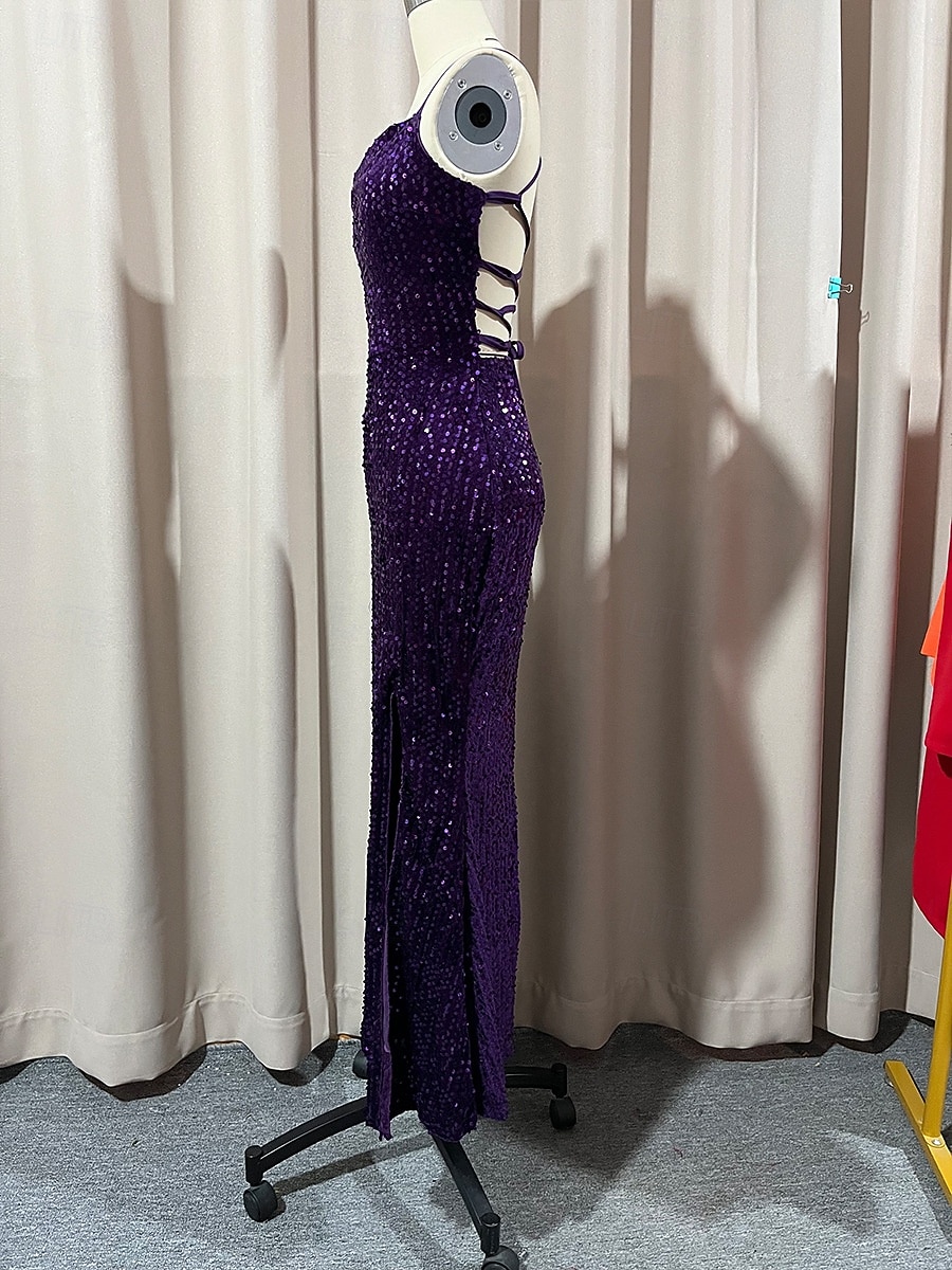 Mujer Vestido maxi Vestido de Lentejuelas Vestido de Fiesta Vestido Cóctel Vestido lencero Elegante Moda Moderno Fiesta de Noche Fiesta Boda Ajuste regular Plano Sin Mangas Correa de espagueti 2026 - $43.99 –P10
