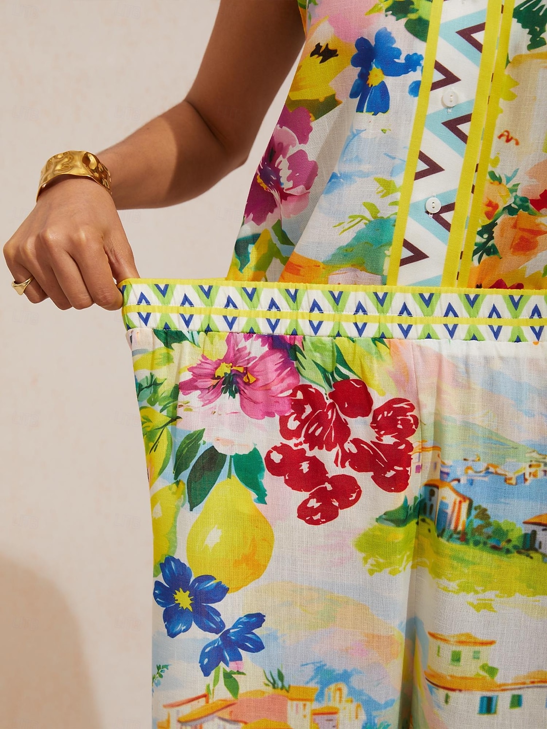 pantaloni a gamba larga effetto lino leggero, perfetti per le vacanze in un giardino di agrumi. del 2026 a $67.99 –P6