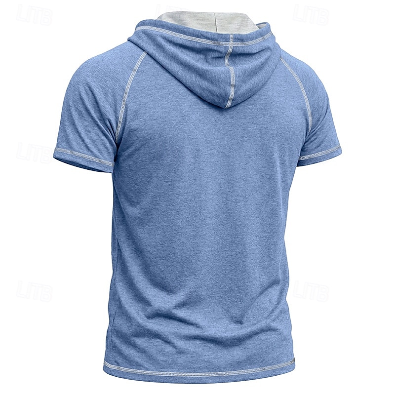 Муж. Футболка Толстовка С короткими рукавами Короткие рукава Толстовка с капюшоном Лето Весна Все сезоны Сплошной цвет Мода Оригинальный рисунок Спортивные Классический Капюшон Рукав «реглан» 2026 - $20.99 –P2