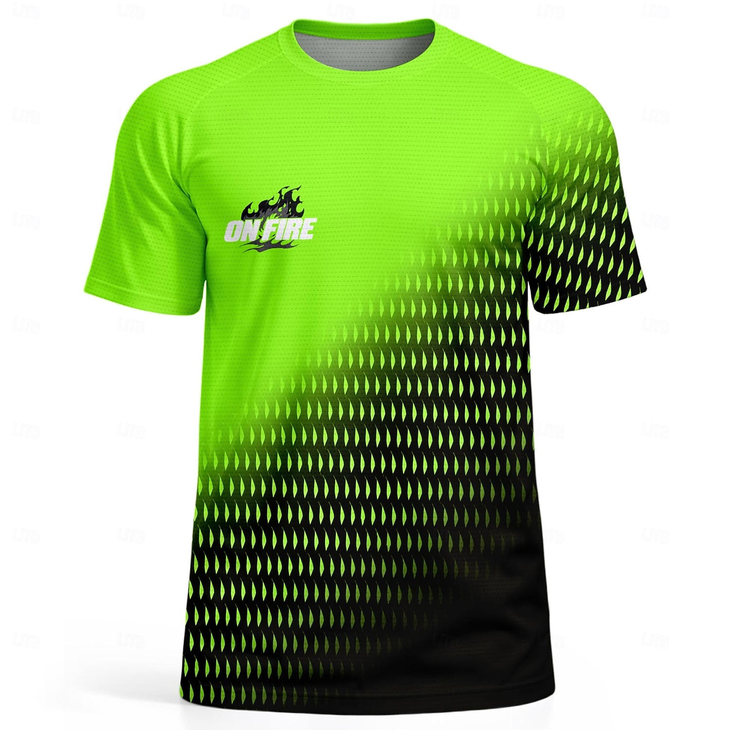 2026年 男性用 サッカーユニフォーム 幾何学模様 勾配 文字＆番号 ランニングトップ アスレチックTシャツ 夏 半袖 UPF 50 速乾性 吸汗性 高通気性 トーナメント サッカー ジム ランニング しつけ用品 スポーツ グリーンとブラック スポーツウェア アクティブウェア  コレクション – $18.99 –P3