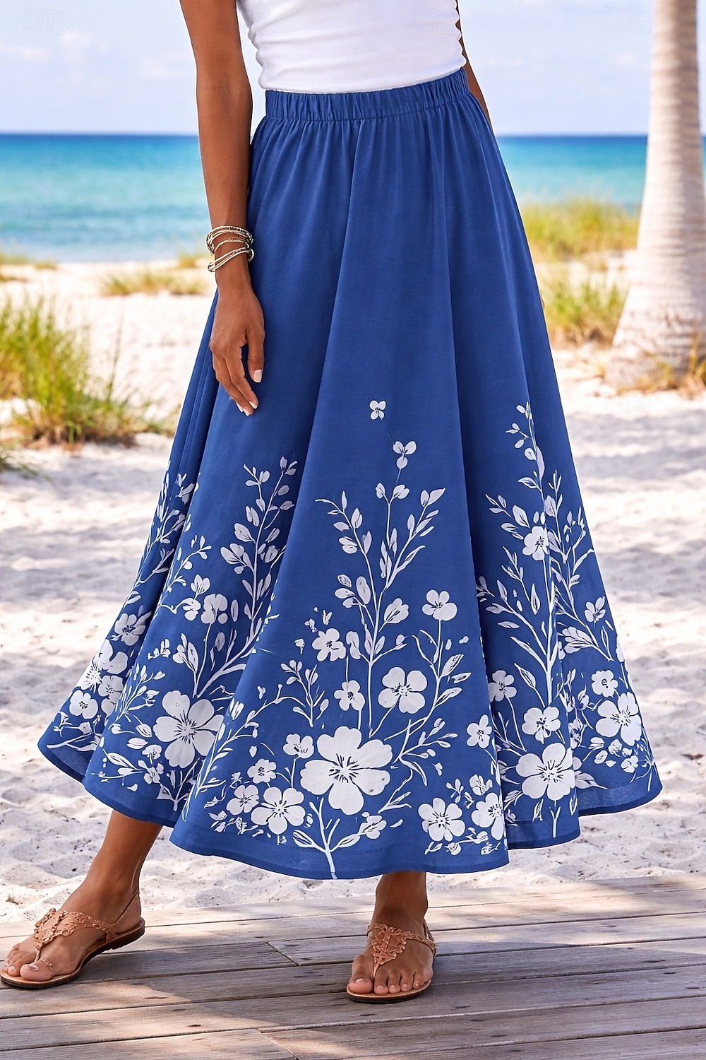 Damen Urlaubsrock Elegant Mode Lässig Maxi Hohe Taille Röcke Blumen Grafik Tasche Druck Mikroelastisch Täglich Strand Blau Schwarz Rosa Grün Sommer 2026 - $48.99 –P1