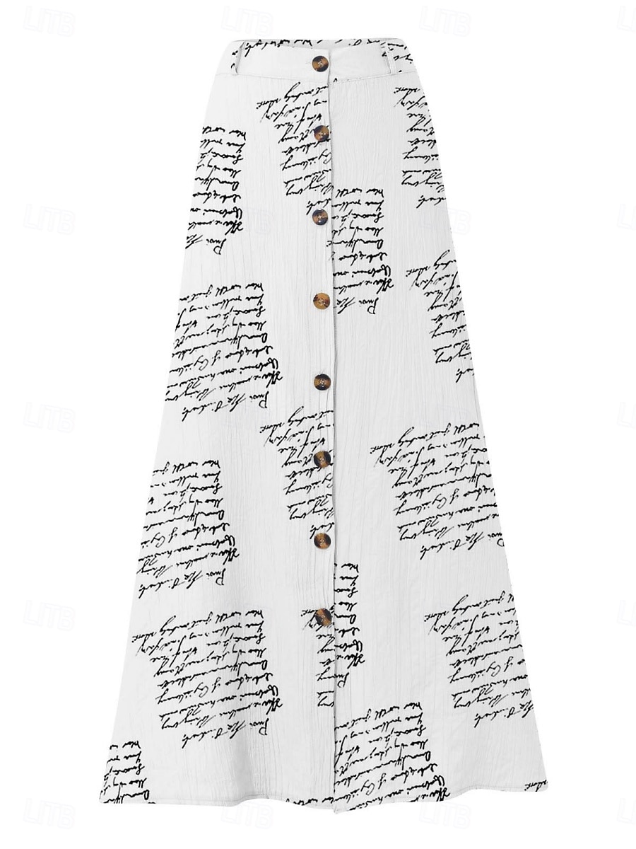 בגדי ריקוד נשים חצאית לחופשה אופנתי יום יומי מקסי מותניים גבוהים חצאיות פרחוני אותיות דפוס קשיח יומי רחוב לבן צהוב ורוד מסמיק קיץ פוליאסטר 2026 - $25.99 –P10