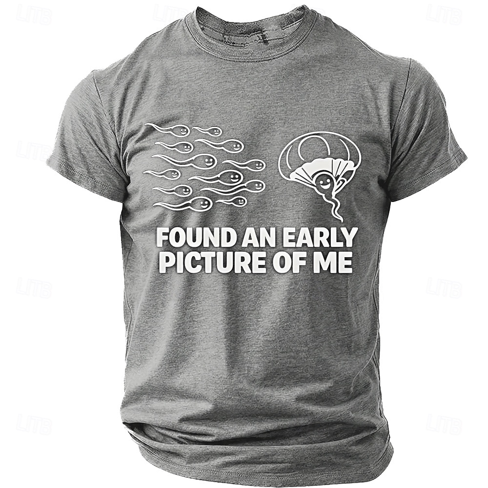 Men's FOUND AN EARLY PICTURE OF ME Funny Born Winner Graphic T-Shirt Sperm Parachute Cartoon Joke Tee Smart Player Humor Creative Gag Gift Short Sleeve Casual Designer Clothing Apparel S M L XL XXL XX 2026 - $21.99 –P6