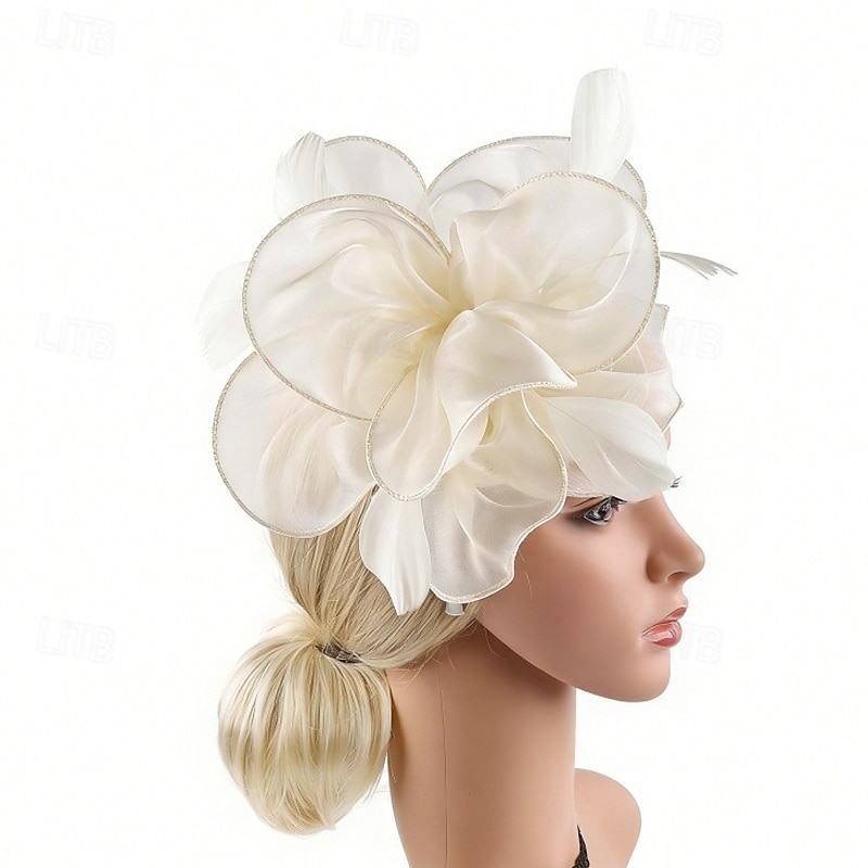 Fascinator Organza Matrimonio Compleanno Elegante Vintage Carino Con Piuma Tulle Copricapo Copricapo del 2026 a $11.49 –P2
