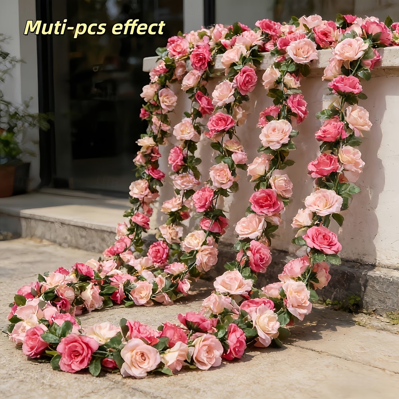 Guirnalda de rosas artificiales dobles de primavera de 196,8 pulgadas (2 piezas), extralarga, de 196,8 pulgadas (50 cm). Ideal para arcos florales y arreglos para el Día de San Valentín, bodas, 2026 - $15.99 –P9