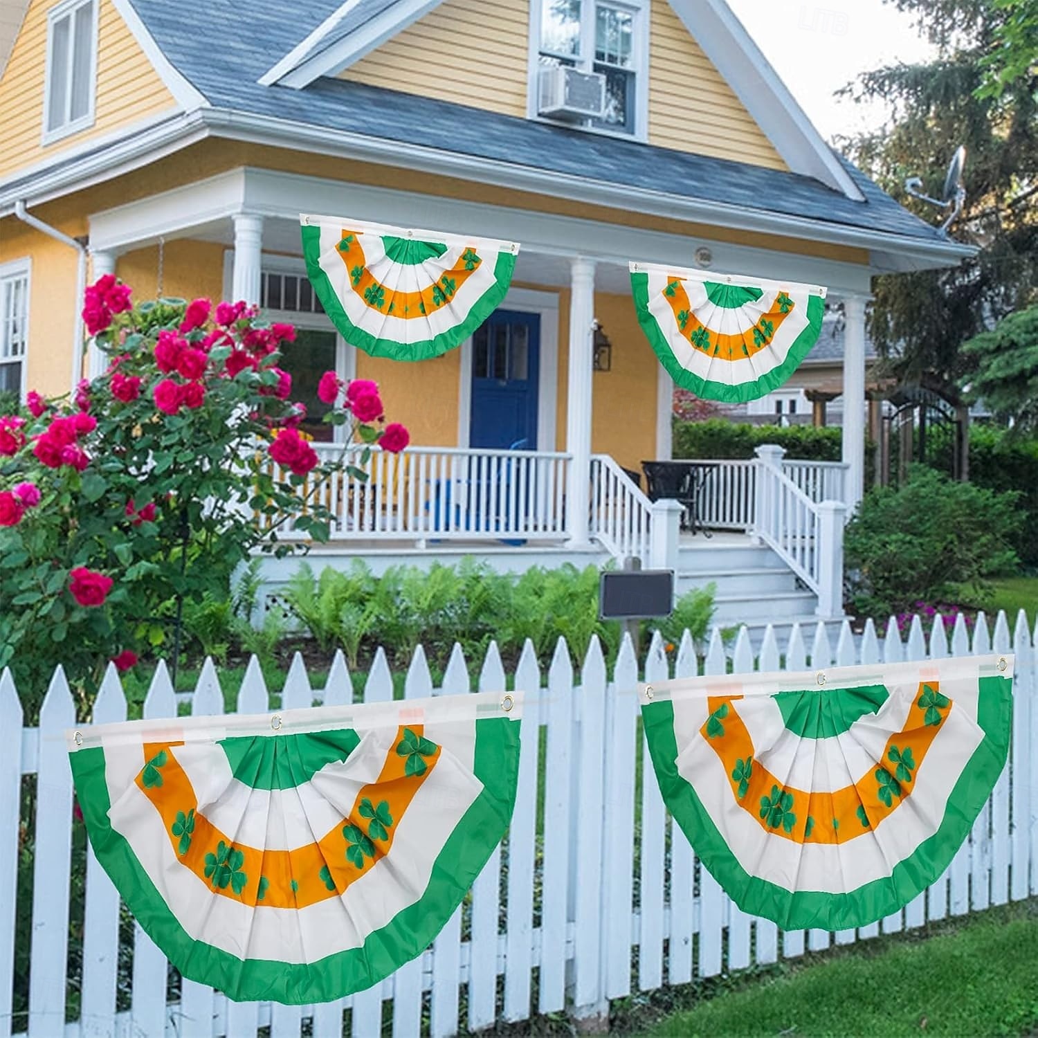 St Patrick's Day Fan Flag, Shamrock Design, Festival Half-Round Banner, Irish Party Decor, Green Clover Flag for St. Patrick's Day Celebration. 2026 - $7.99 –P2