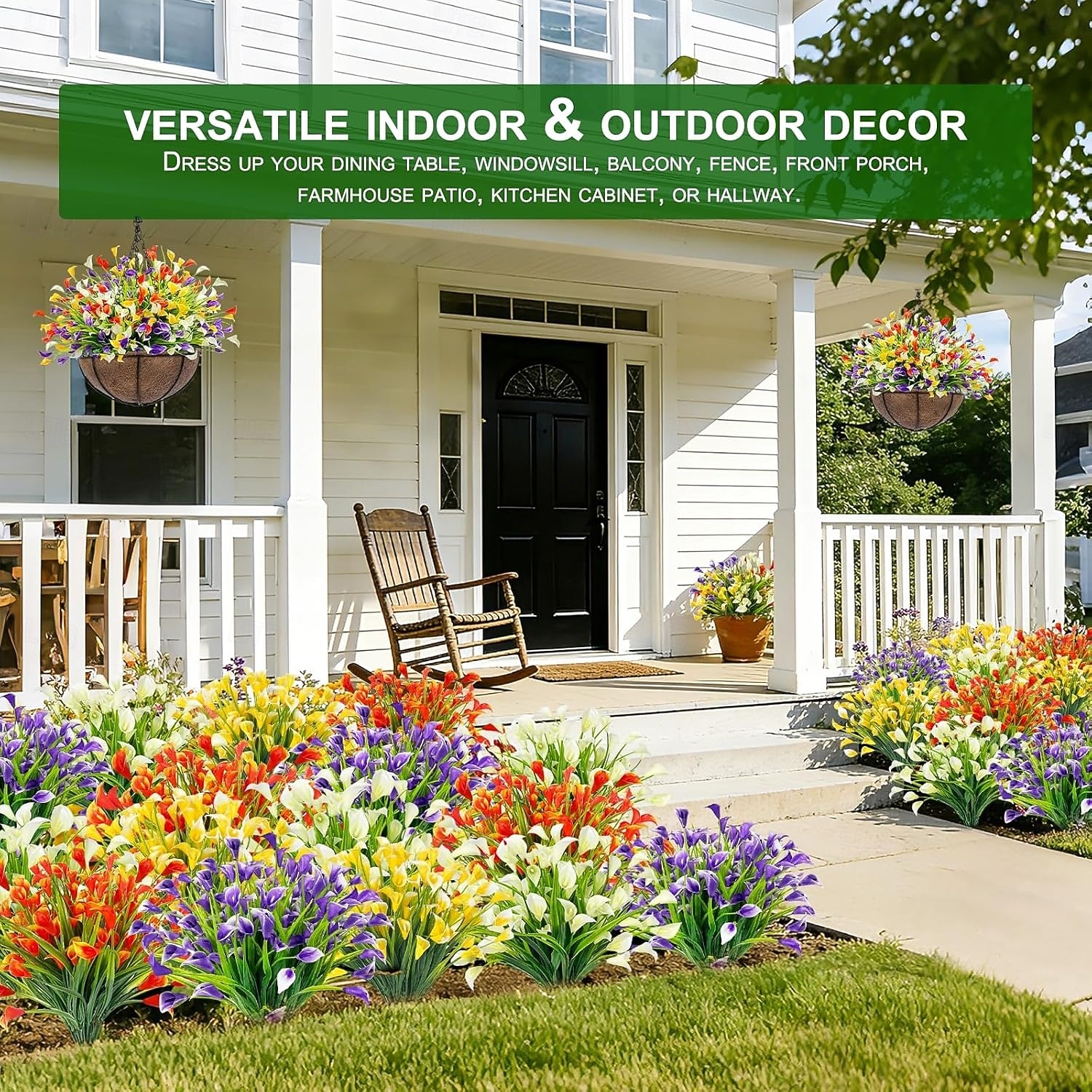 10 Bundles Artificial Outdoor Flowers, Faux Calla Lily and Spring Grass Bouquets, Plastic UV Resistant Fake Plants for Garden, Wedding, Home, Hotel Decoration 2026 - $16.99 –P6