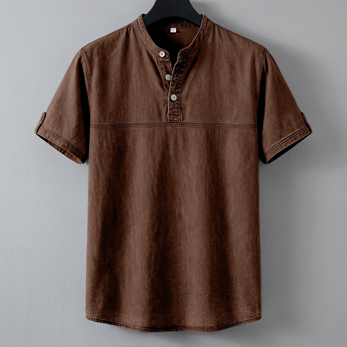SoftFade™ Pánská Henley košile 100% bavlna košile s kyselinovým praním krátký rukáv jednobarevná retro vintage casual vintage styl ručně barvená bledá Henley casual léto jaro podzim fialová Henley 2026 - $31.99 –P12