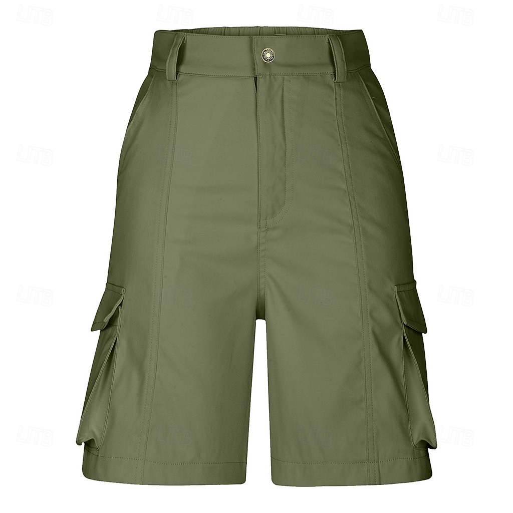 Women's Bermuda shorts Cargo Shorts Shorts Summer Shorts Vacation Fashion Casual Daily Short Mid Waist Solid Color Plain Patchwork Zipper Pocket Comfort Quick Dry Soft Micro-elastic Streetwear Beach 2026 - $33.99 –P9