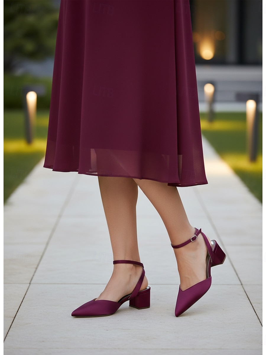 Zapatos de tacón ancho rosa para mujer con tira trasera y correa en el tobillo, elegantes zapatos para la madre de la novia para bodas en jardines, cómodos zapatos de vestir de tacón bajo para 2026 - $59.99 –P2