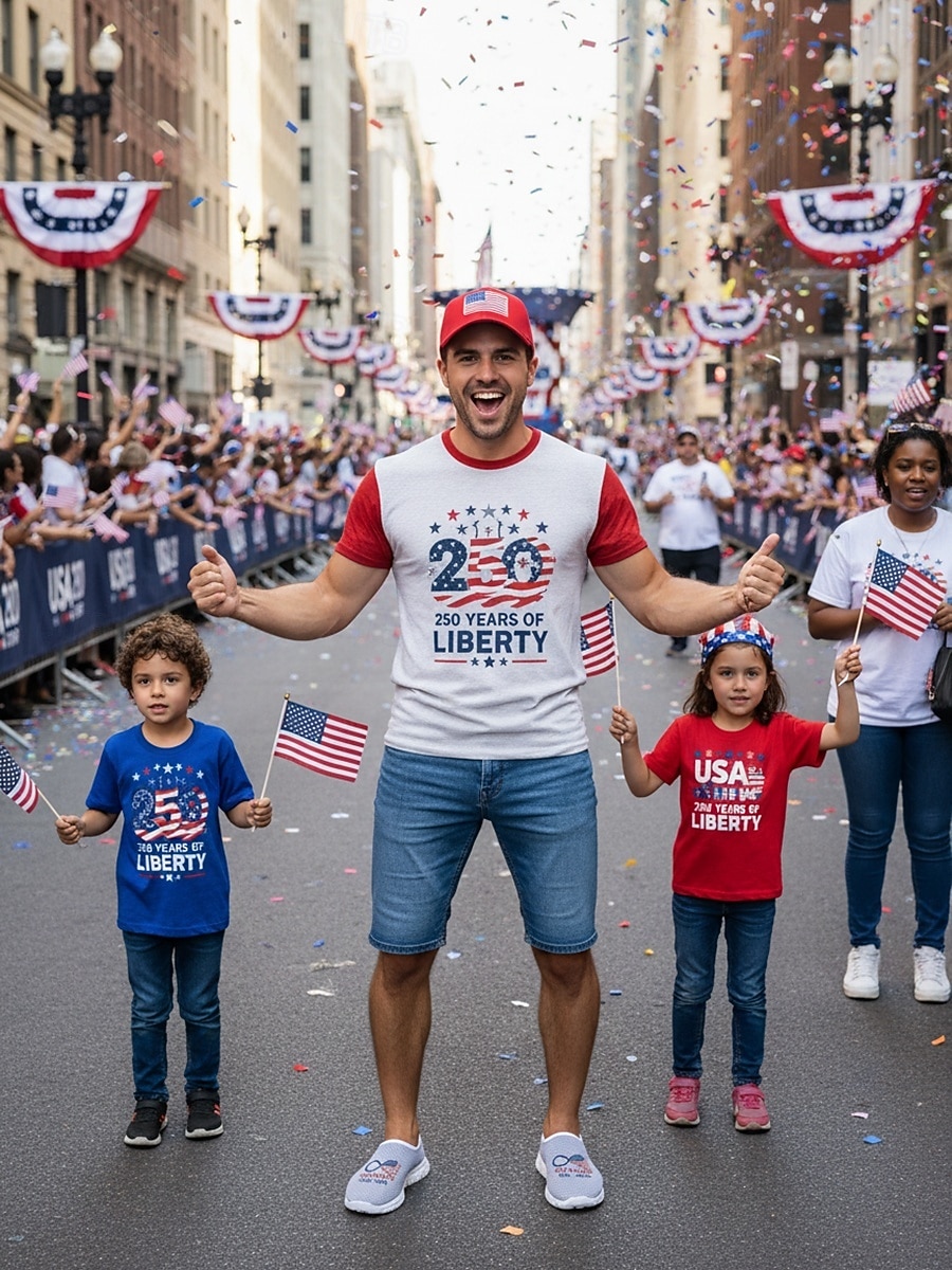 Graue Herren-Sneaker zum Hineinschlüpfen mit 250-Jahre-Grafik – leichte, atmungsaktive Laufschuhe mit amerikanischem Flaggenmotiv für Freizeit, Feiertage, Reisen und Outdoor-Aktivitäten 2026 - $32.99 –P4