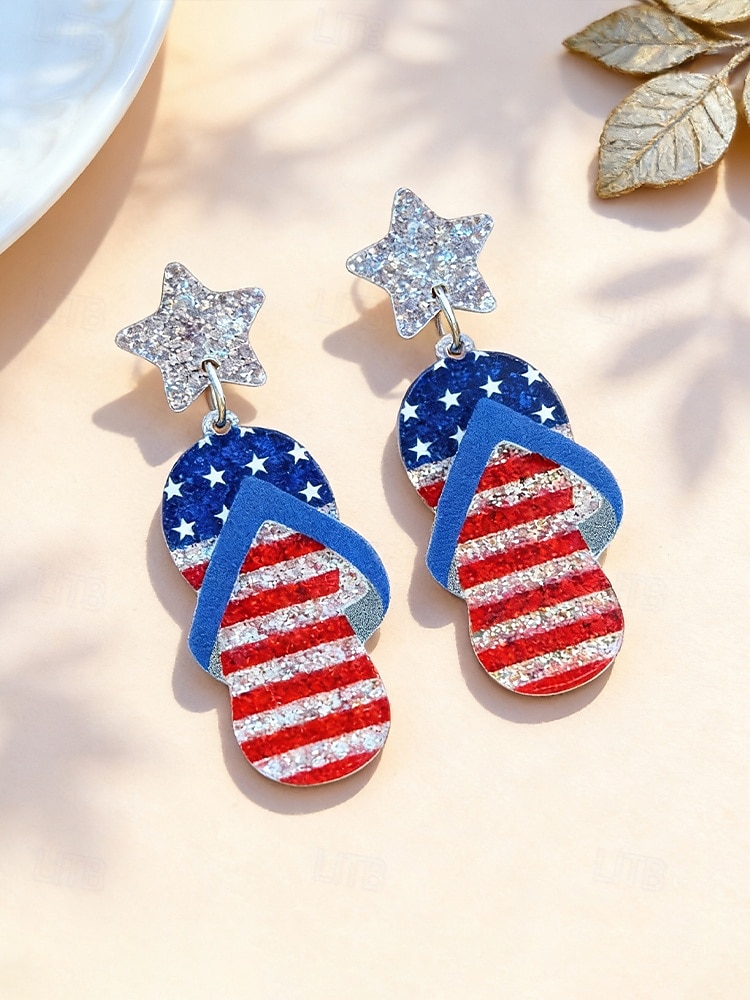 Patriotische Acryl-Ohrhänger für Damen, mehrfarbiger Statement-Schmuck in Rot, Weiß und Blau für die Feierlichkeiten zum 250. Jahrestag der USA, den Unabhängigkeitstag und den Alltag. 2026 - $7.99 –P6