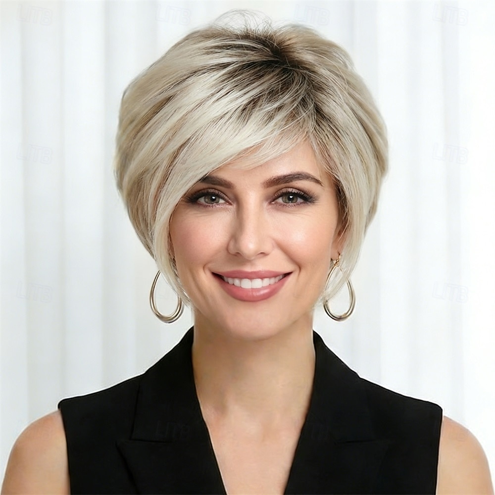 Peruca pixie loira elegante para mulheres - corte curto moderno com textura sutil. de 2026 por kr.293 –P1