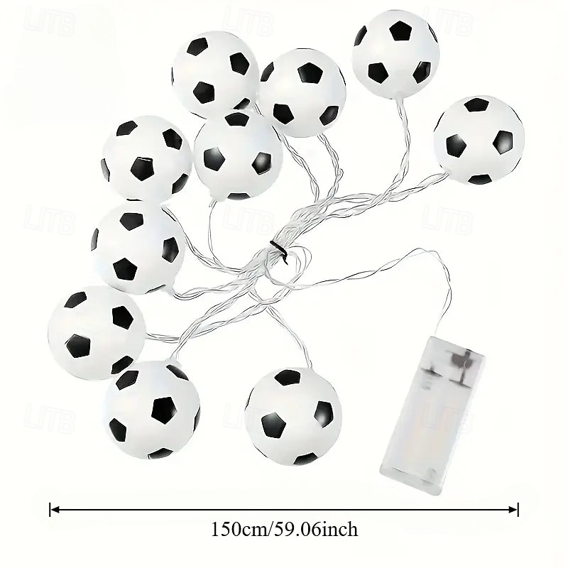 2 szt. 2 m 10 diod LED w kształcie piłek nożnych – ciepłe białe diody LED z pojemnikiem na baterie, idealne do sypialni, salonu, na imprezę, do klubu fanów, jako dekoracja sportowa, na Boże 2026 - $21.99 –P5