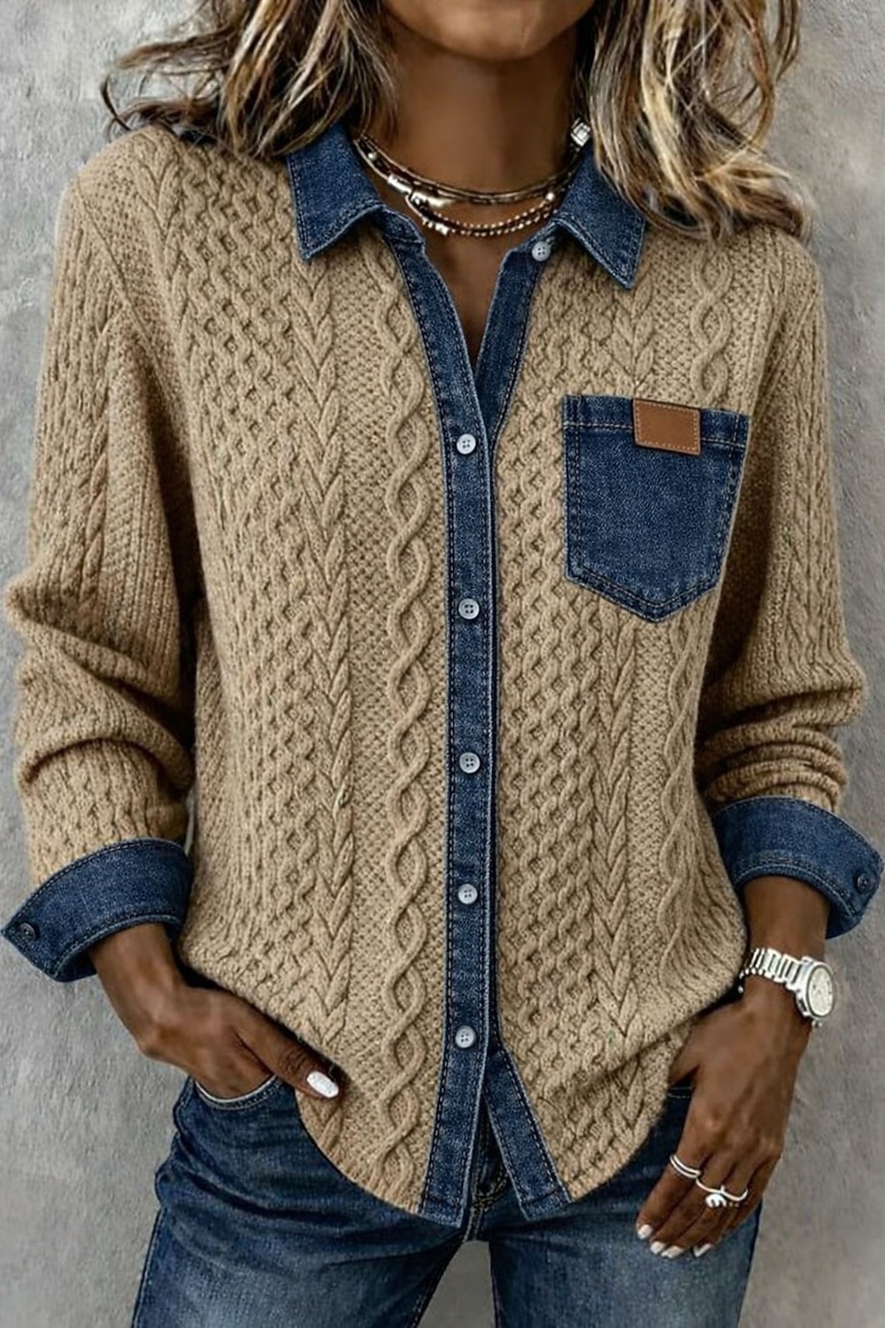 Жен. Рубашка Пуговицы Сплошной цвет Винтаж Стиль Классический Длинный рукав Рубашечный воротник Обычные топы Повседневные Синий Черный Розовый Хаки Лето Весна Осень 2026 - $43.99 –P1