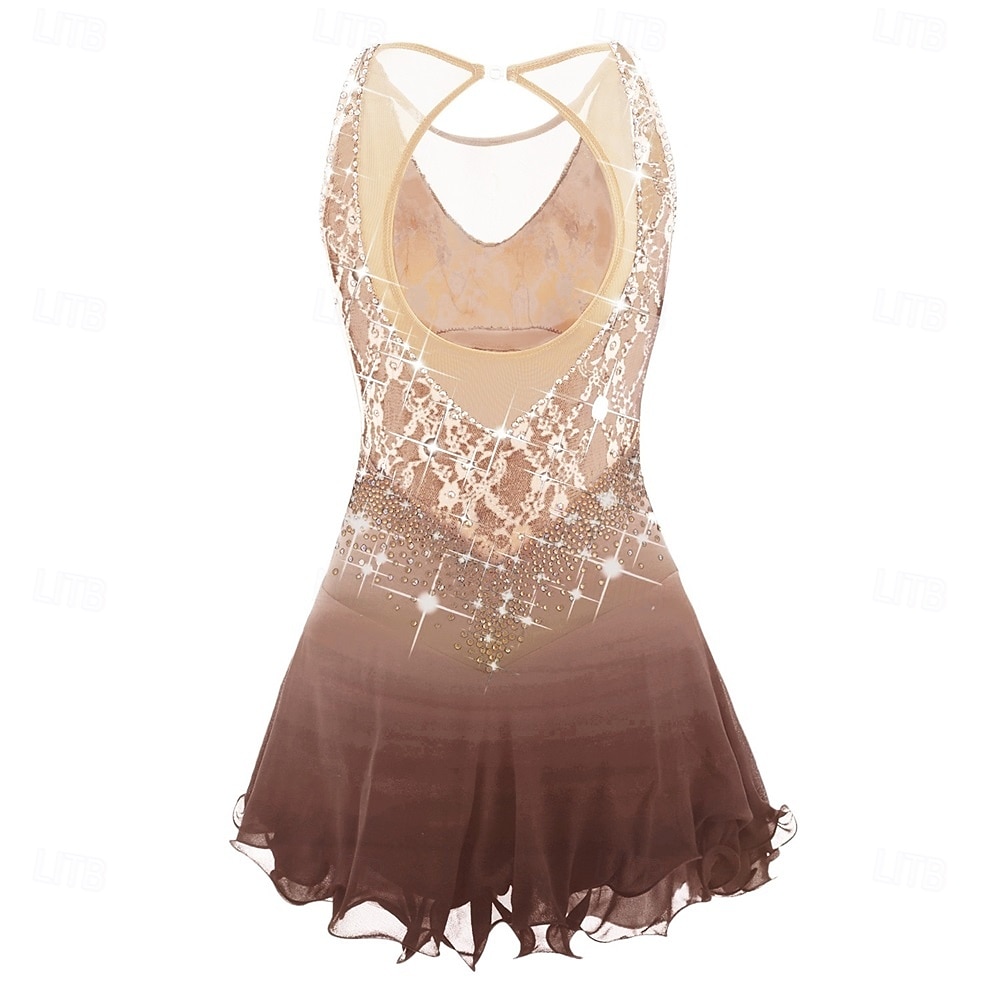 Abito da pattinaggio artistico Ragazze Pattinaggio sul ghiaccio Vestito Lilla Nero Bianco Patchwork Schiena aperta Elasticizzato Allenamento Competizione Vestiti da pattinaggio sul ghiaccio Classico del 2026 a $188.99 –P7